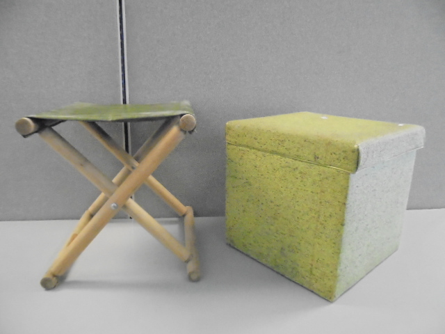 lot 82 image: Vintage Storage Ottoman and Camp Chair