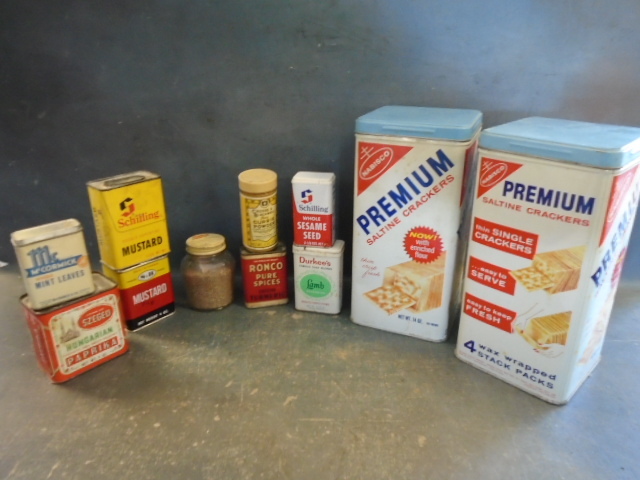 lot 64 image: Vintage Tins and Spice Containers