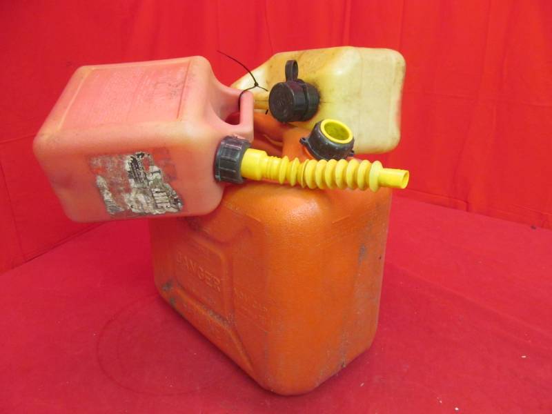 lot 144 image: 3 gas cans (5.8 gal & 1 gal)
