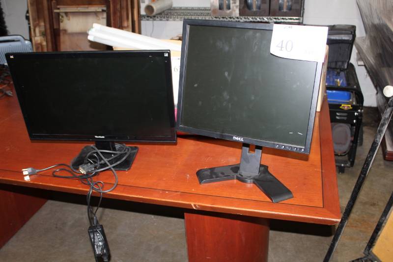 lot 40 image: Lot of (2) Computer Monitors - ViewSonic, Dell
