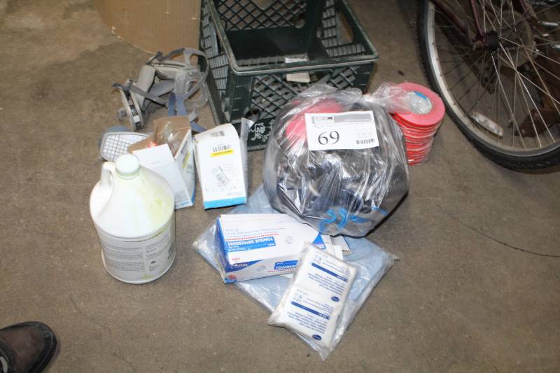 lot 69 image: Air Mask, Tongue Depressors, Bag of Gloves