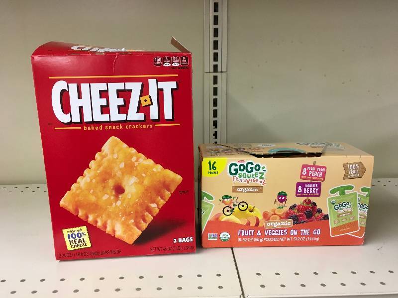 lot 7 image: 48Oz Cheez-It & Organic GO-Go Squeeze Fruit- Veggies