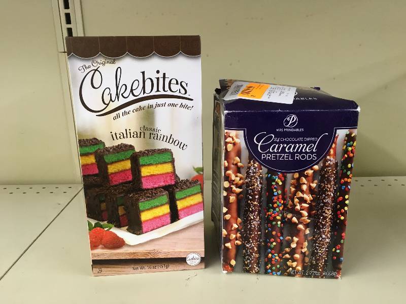 lot 8 image: Cake Bites & Chocolate Dipped Caramel Pretzel Rods, Retail $15.96
