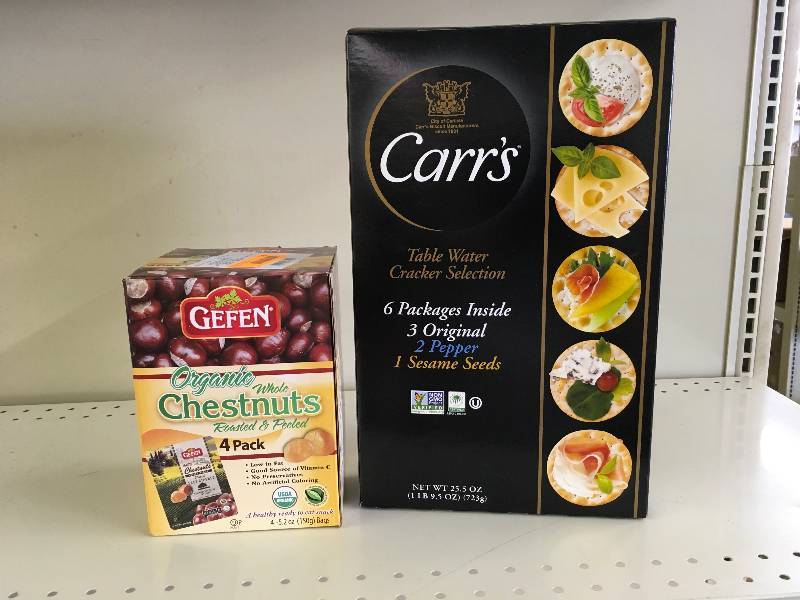 lot 23 image: Roasted Chestnuts & Carrs Crackers, Retail $14.58