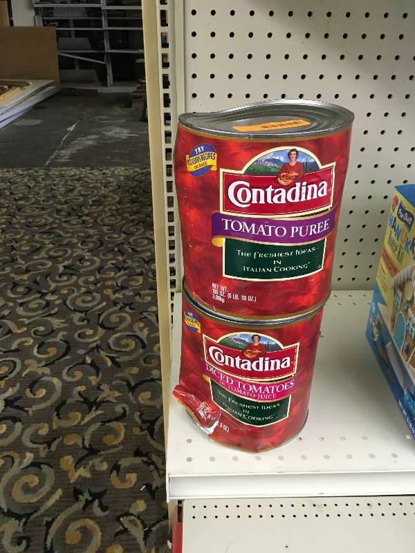 lot 28 image: Cans of Tomato Puree & Diced Tomato