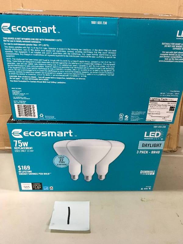 lot 1 image: EcoSmart 75W Daylight BR40 Dimmable LED Light Bulb  (3-Pack) LOT OF 2 NEW