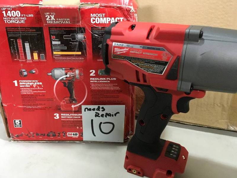 lot 10 image: Milwaukee 2767-20 M18 FUEL High Torque 12 in. Impact Wrench with Friction Ring (Bare Tool)  NEEDS REPAIR