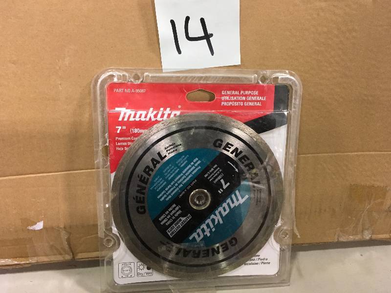 lot 14 image: Makita 7 inch Diamond Blade Circular Saw Power Tool Attachment Cutting Wet Tile not used