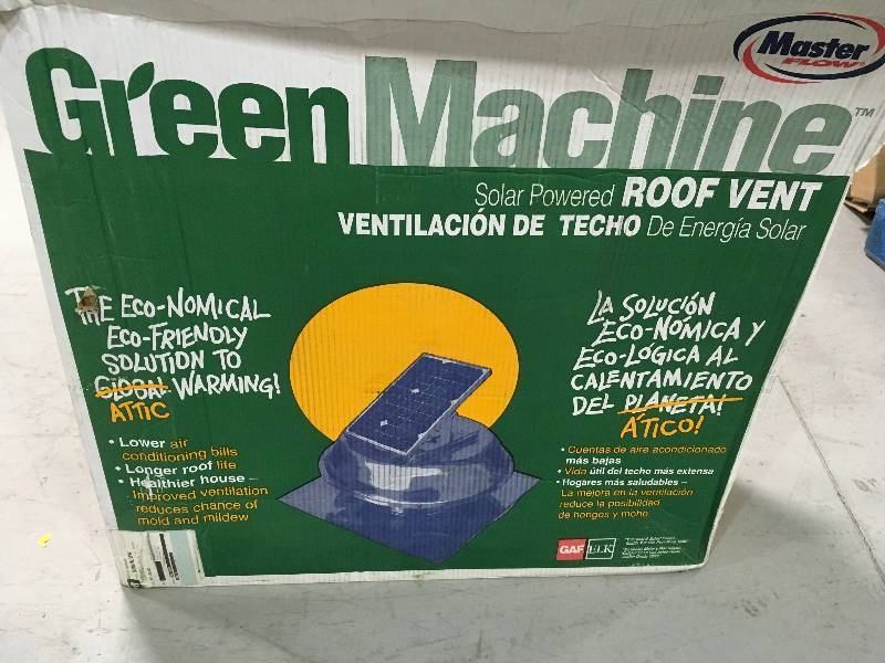 lot 20 image: Green Machine High-Power Solar Roof Vent - Solar-Powered Model not used