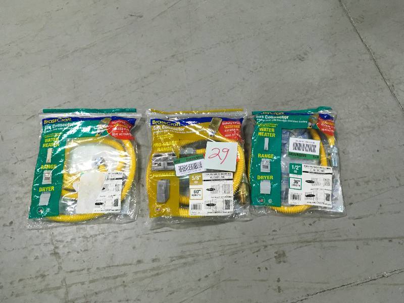 lot 29 image: BRASSCRAFT ProCoat 12 in. FIP x 12 in. MIP x 48 in. Stainless Steel Gas Connector 12 in. O.D. (60,500 BTU)  LOT OF 3 not used
