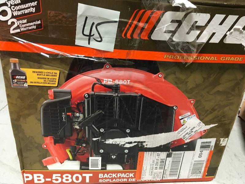 lot 45 image: Echo PB-580T Gas 510 CFM 215 MPH Backpack Blower in working conditions
