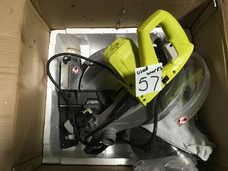 lot 57 image: Ryobi 14 Amp 10 in. Compound Miter Saw  Used in good working cond.