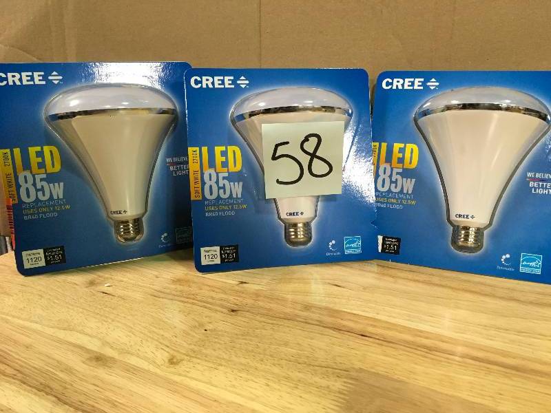 lot 58 image: CREE 85-Watt  BR40 Flood  Energy Star LED Light Bulb Soft White  LOT OF 3 not used