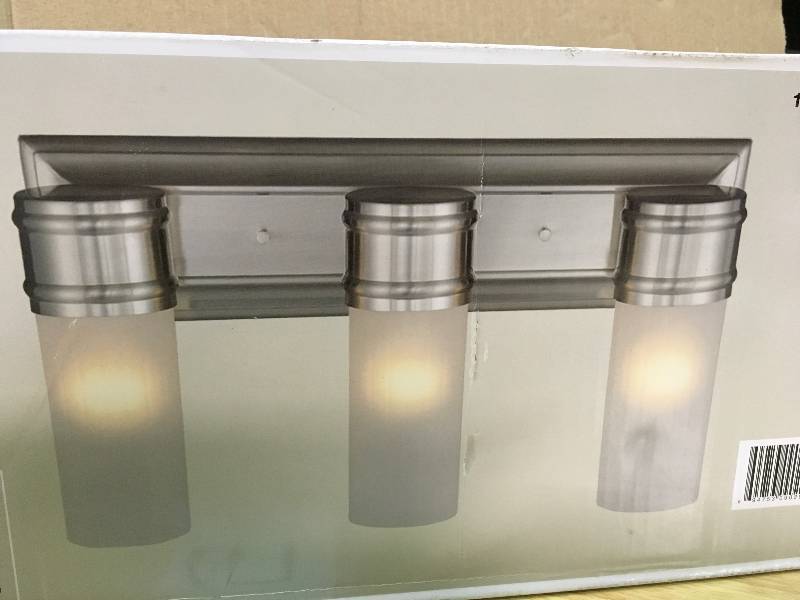 lot 67 image: 3-Light Brushed Nickel Wall Vanity Fixture new