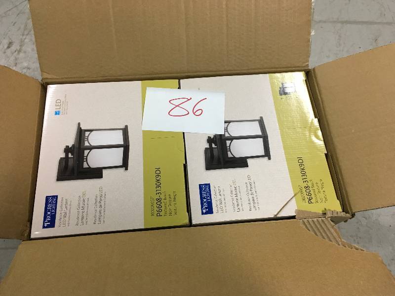 lot 86 image: Residence Collection 1-Light Outdoor 6 Inch Textured Black LED Wall Lantern LOT OF 2 new