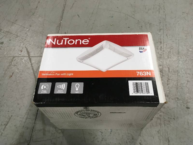 lot 92 image: NuTone 50 CFM Ceiling Exhaust Bath Fan with Light in good conditions