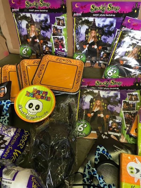 lot 108 image: Assorted Halloween Party decorations and backdrops customs and more