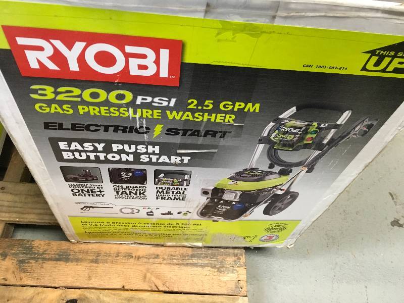 lot 130 image: Ryobi 3,200 PSI 2.5 GPM ONE 18-Volt Electric Start Gas Pressure Washer open box not used