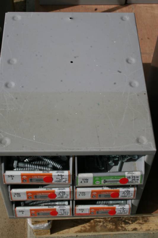 lot 599 image: Hardware Containers with Bins and Hardware