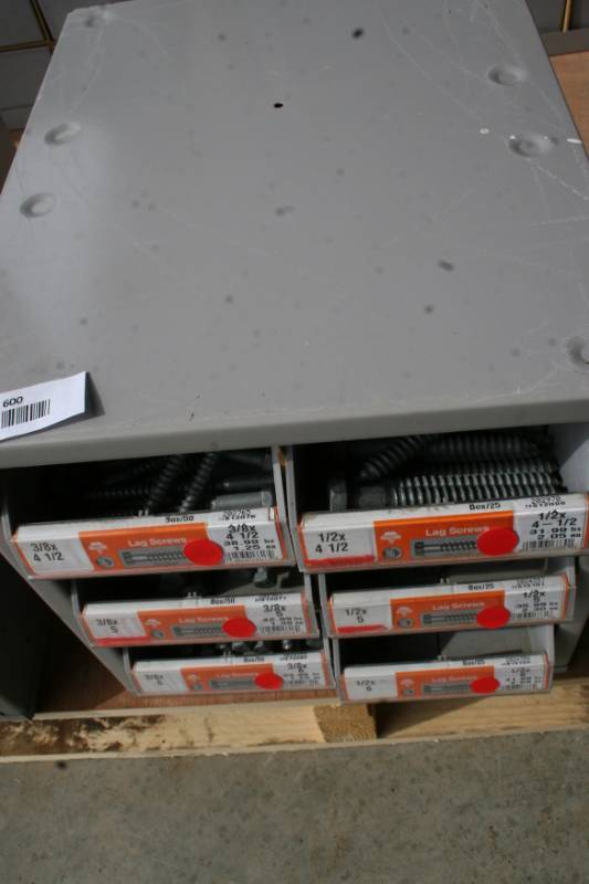 lot 600 image: Hardware Containers with Bins and Hardware