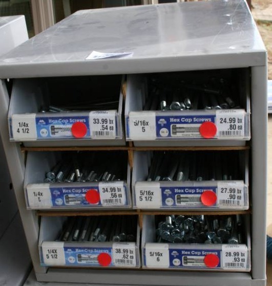 lot 602 image: Hardware Containers with Bins and Hardware