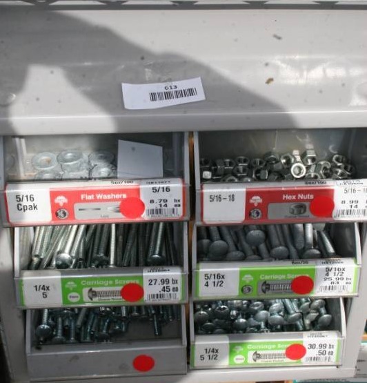lot 613 image: Hardware Containers with Bins and Hardware