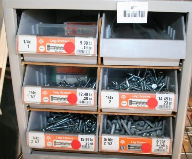 lot 630 image: Hardware Containers with Bins and Hardware