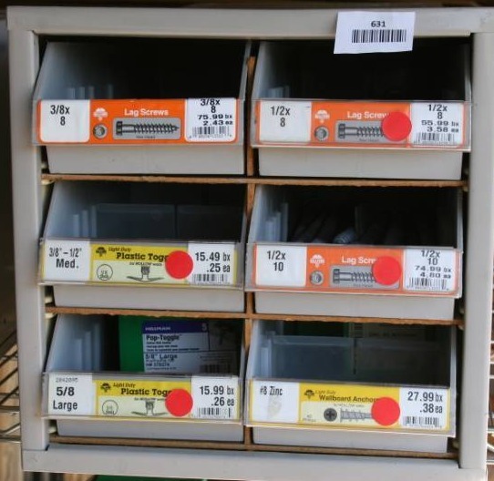 lot 631 image: Hardware Containers with Bins and Hardware