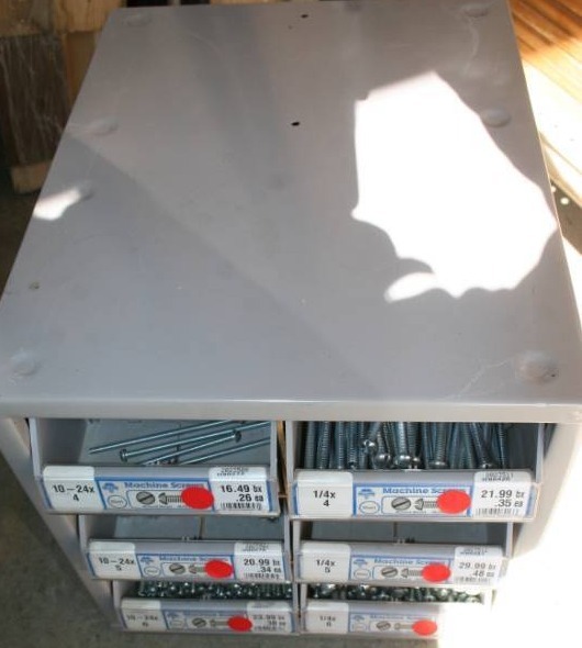 lot 653 image: Hardware Containers with Bins and Hardware