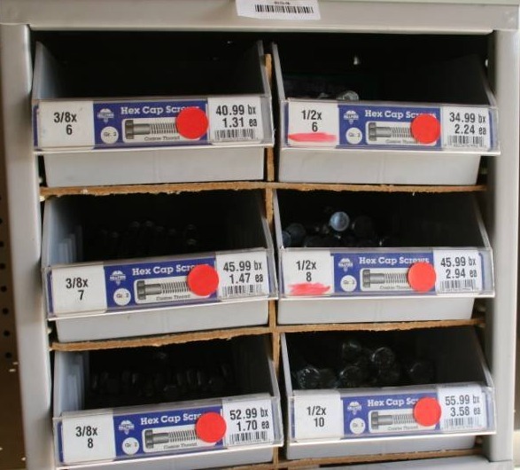 lot 654 image: Hardware Containers with Bins and Hardware