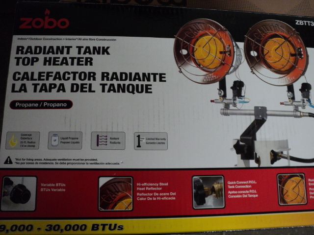 Zobo radiant tank top heater...