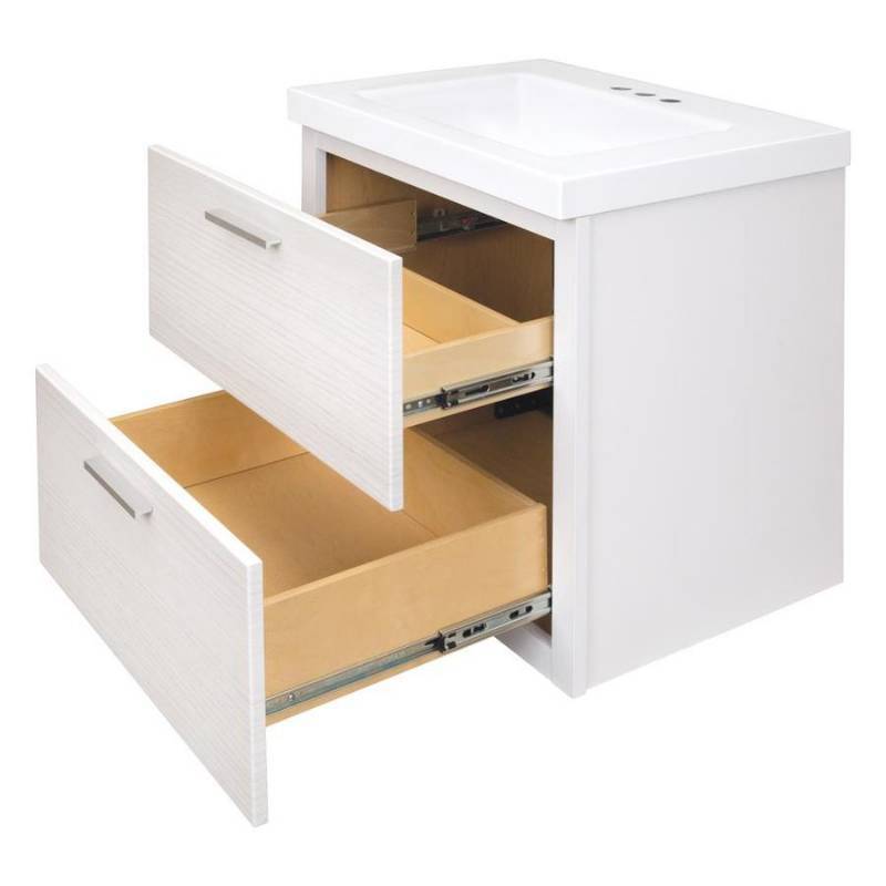 lot 98 image: Style Selections Acadia White Single Sink Vanity with White Cultured Marble Top (Common 24-in x 19-in) CF01N24D-SS