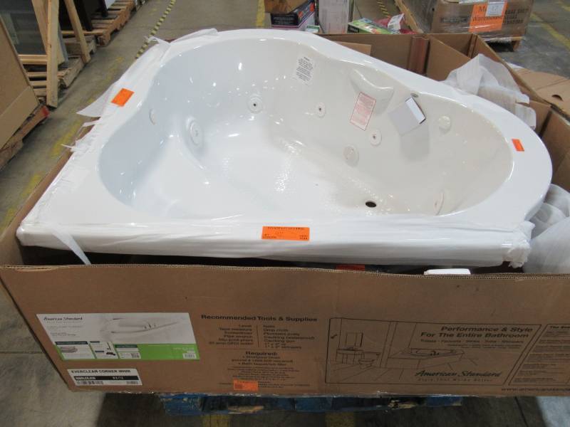 lot 14 image: American Standard EverClean 5 ft. x 60 in. Center Drain Corner Whirlpool in White