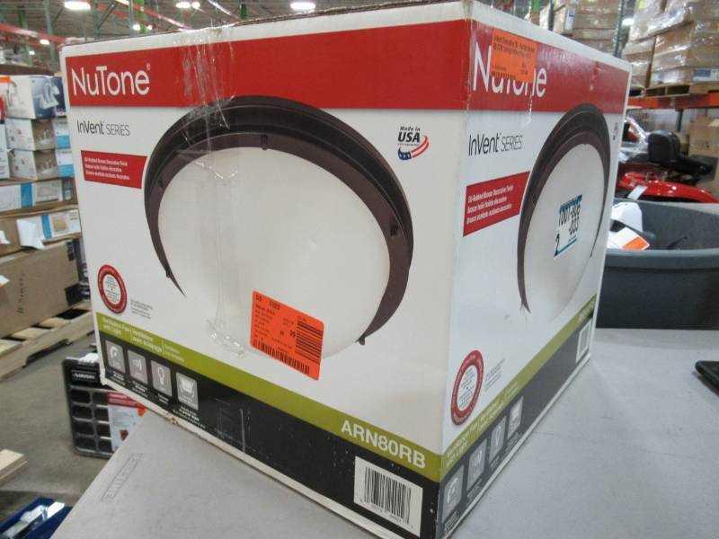 lot 130 image: Nutone InVent Decorative Oil-Rubbed Bronze 80 CFM Ceiling Exhaust Fan with Light and White Globe