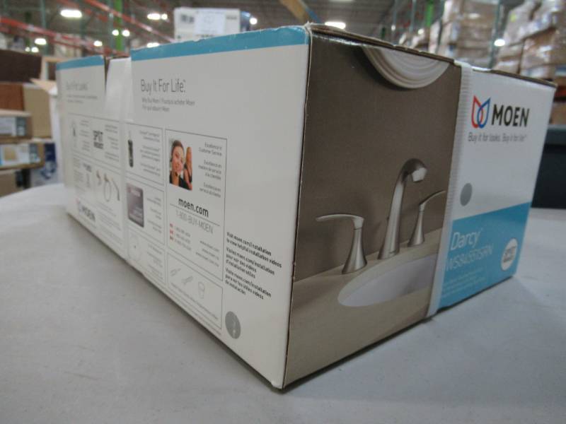 lot 52 image: MOEN Darcy 8 in. Widespread 2-Handle High-Arc Bathroom Faucet in Spot Resist Brushed Nickel