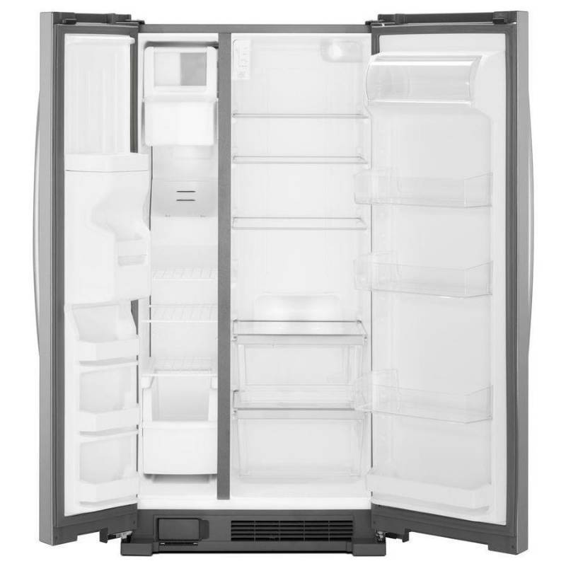 lot 32 image: Whirlpool 24.6-cu ft Side-by-Side Refrigerator with Ice Maker (Fingerprint-Resistant Stainless Steel) WRS315SDHZ
