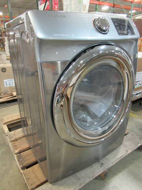 lot 35 image: Samsung 7.5 Cu. Ft. Front-Load Electric Steam Dryer with Sensor Dry, Platinum - SCRATCH & DENT