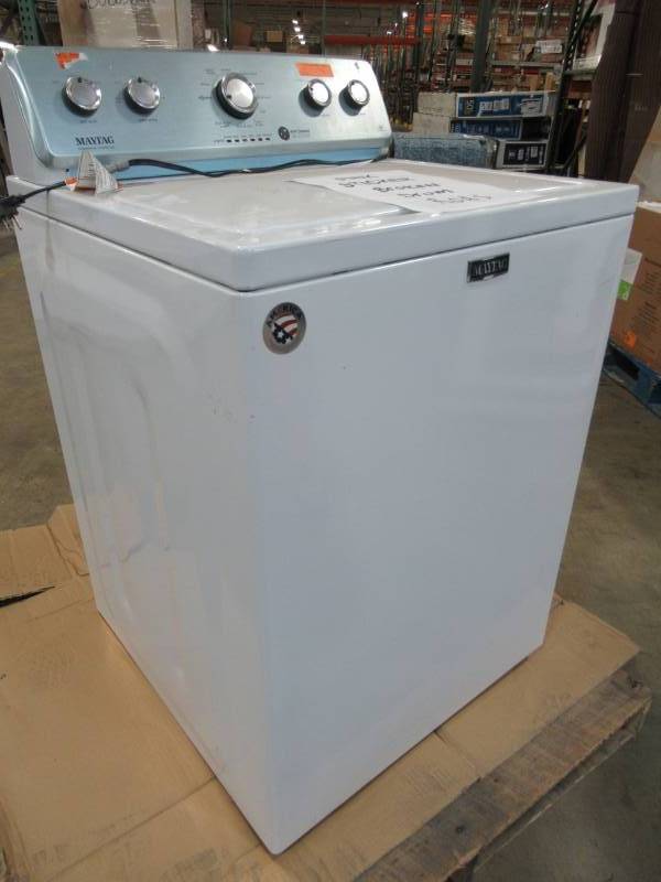 lot 69 image: RETURNEDDAMAGED Maytag 3.6 cu. ft. Top Load Washer in White, Model MVWC416FW.