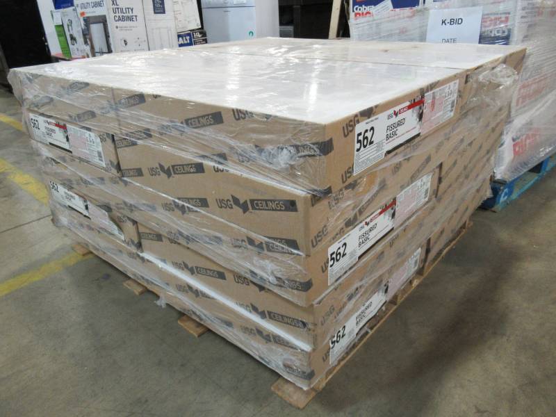 lot 72 image: 10 Cases of Usg FissuredTM Ceiling Panels, Mineral Fiber, White, 48 X 24