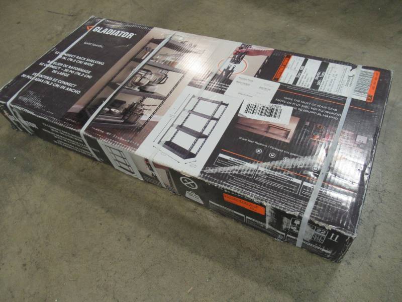 lot 76 image: Gladiator 60 in. H x 30 in. W x 15 in. D 4-Shelf Steel Garage Shelving Unit with EZ Connect