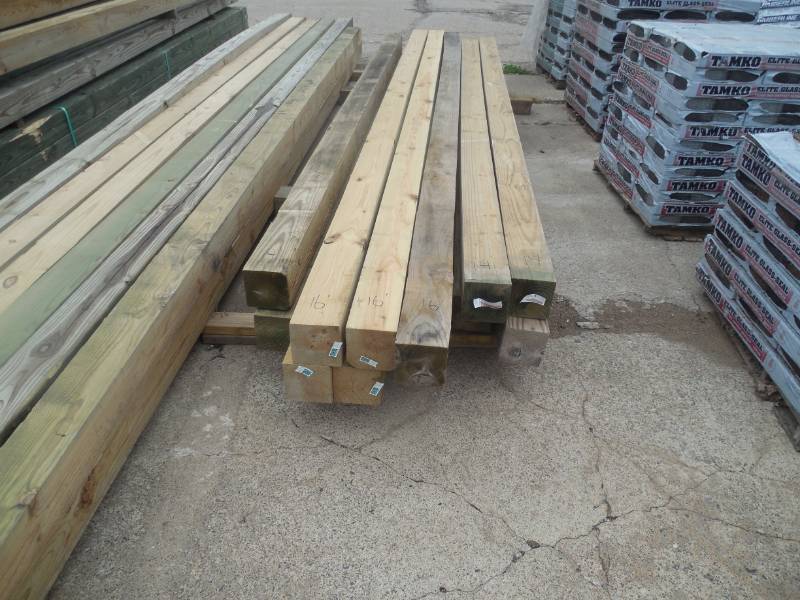lot 152 image: (5) 6 X 6 X 24 GREEN TREATED POSTS