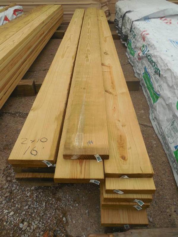 lot 199 image: (18) 2 X 10 X 16 GREEN TREATED LUMBER