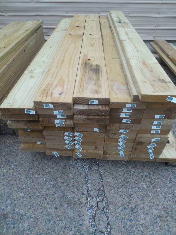 lot 208 image: (61) 2 X 8 X 8 GREEN TREATED LUMBER