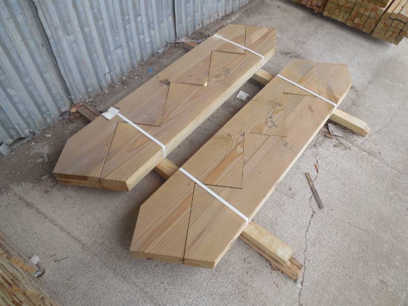 lot 221 image: (4) GREEN TREATED STAIR STRINGERS 4 STEP