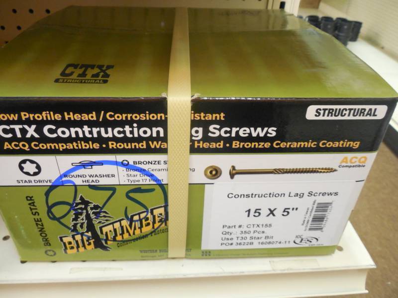 lot 275 image: BIG TIMBER CONSTRUCTION SCREWS 15 X 5 - NEW FULL BOX