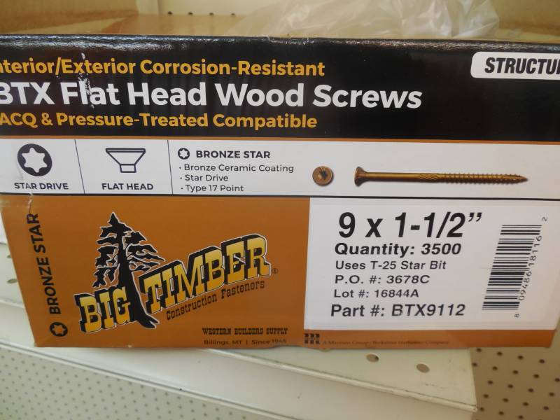 lot 283 image: BIG TIMBER FLAT HEAD WOOD SCREWS - 9 X 1 12 - NEW FULL BOX