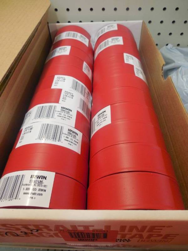 lot 285 image: CASE OF 24 ROLLS STRAIT LINE FLAGGING TAPE - RED