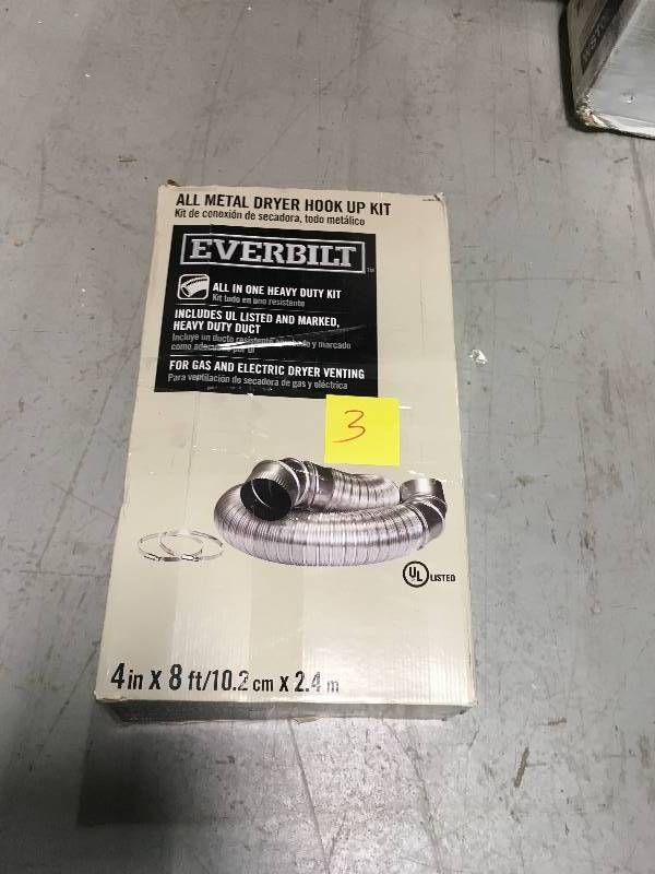 lot 3 image: EVERBILT 4 in. x 8 ft. All Metal Dryer Hook-Up Kit in good conditions