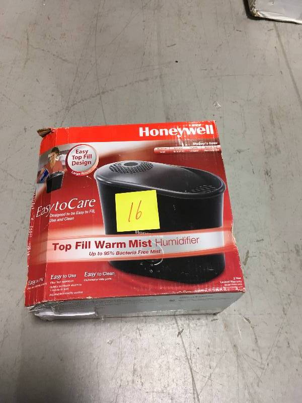 lot 16 image: Honeywell Easy to Care Warm Mist Humidifier - Black, HWM-340B in good conditions