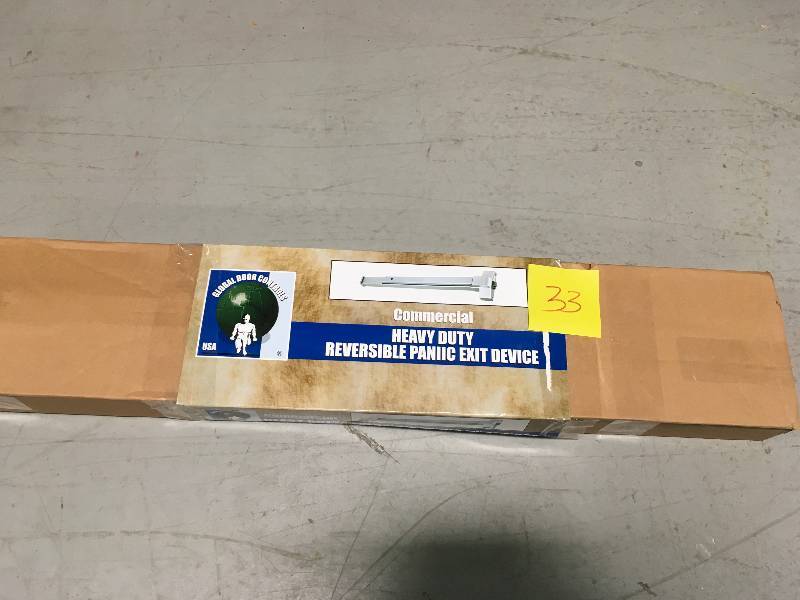 lot 33 image: GLOBAL DOOR CONTROLS Product Code TH1100EDTBARAL 32 in. Aluminum Touch Bar Exit Device not used